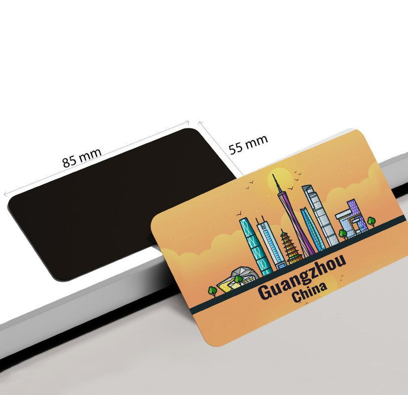 dhcrafts Rectangular Rubber Fridge Magnet / Magnetic Card Orange China Guangzhou Design Pack of 1 (8.6cm x 5.4cm)